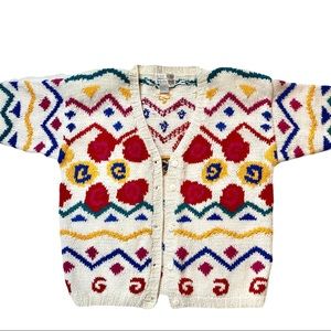 Vintage Jennifer Reed Hand Knit Sweater Short Sleeve Cardigan 90s Size Med